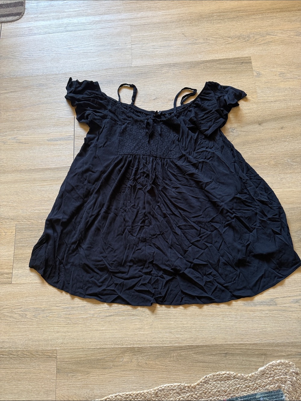 Women’s Black Off-Shoulder Babydoll Top